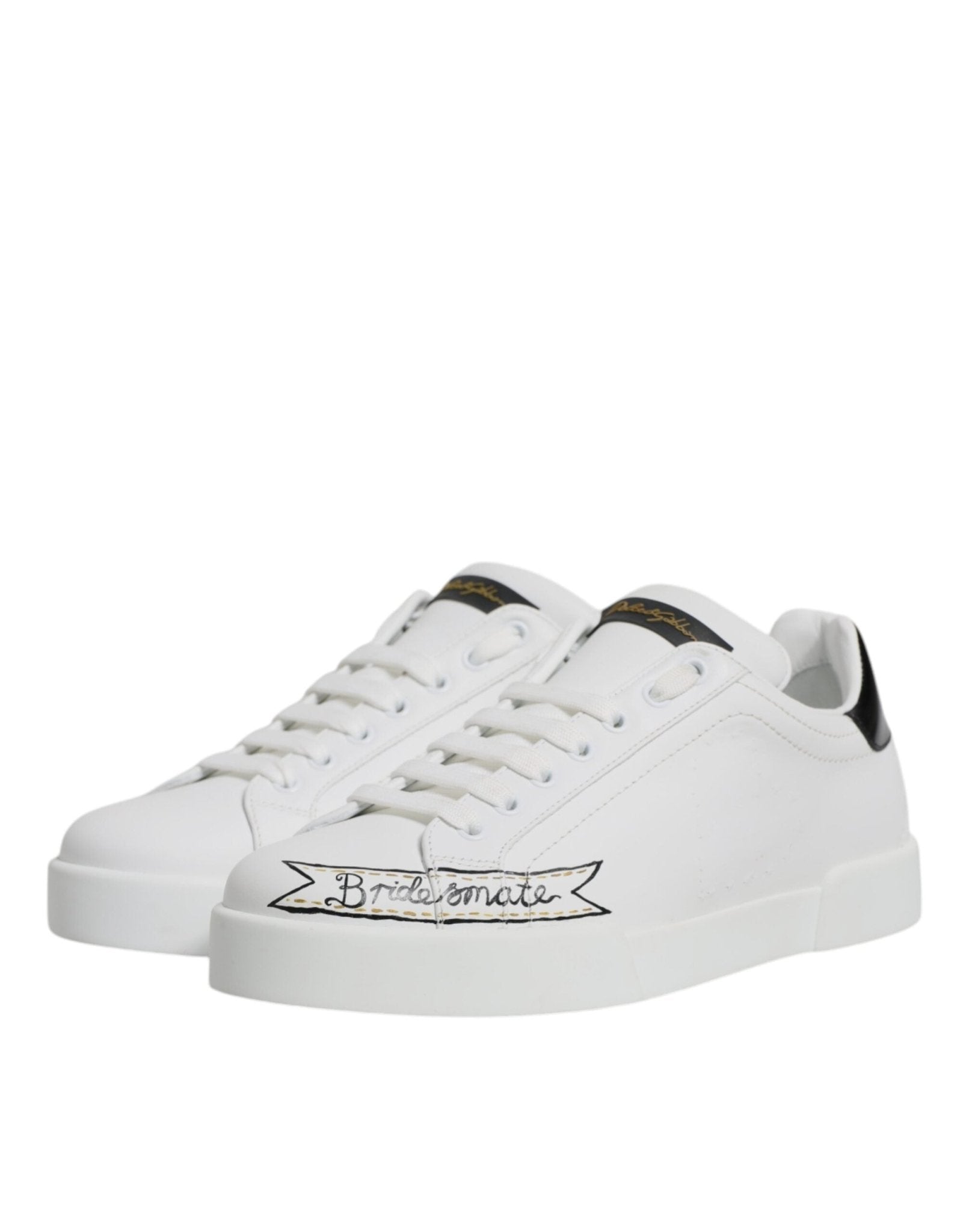 Dolce & Gabbana White Leather Low Top Lace Up Sneakers Shoes - SMARTMARTNZ
