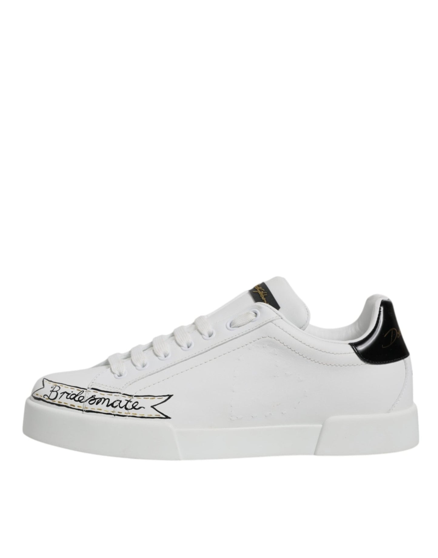 Dolce & Gabbana White Leather Low Top Lace Up Sneakers Shoes - SMARTMARTNZ