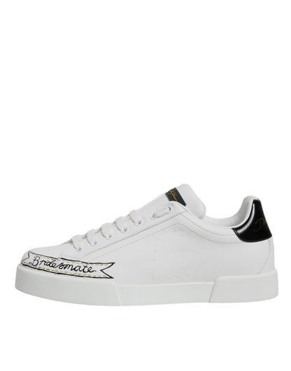 Dolce & Gabbana White Leather Low Top Lace Up Sneakers Shoes - SMARTMARTNZ