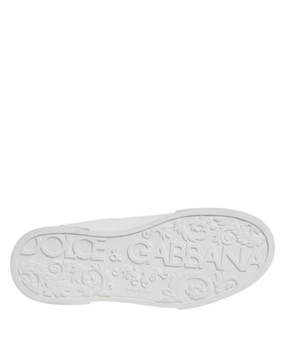 Dolce & Gabbana White Leather Low Top Lace Up Sneakers Shoes - SMARTMARTNZ