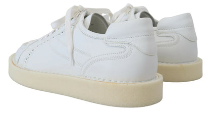 Dolce & Gabbana White Leather Low Top Oxford Sneakers Casual Shoes - SMARTMARTNZ
