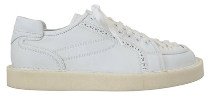 Dolce & Gabbana White Leather Low Top Oxford Sneakers Casual Shoes - SMARTMARTNZ