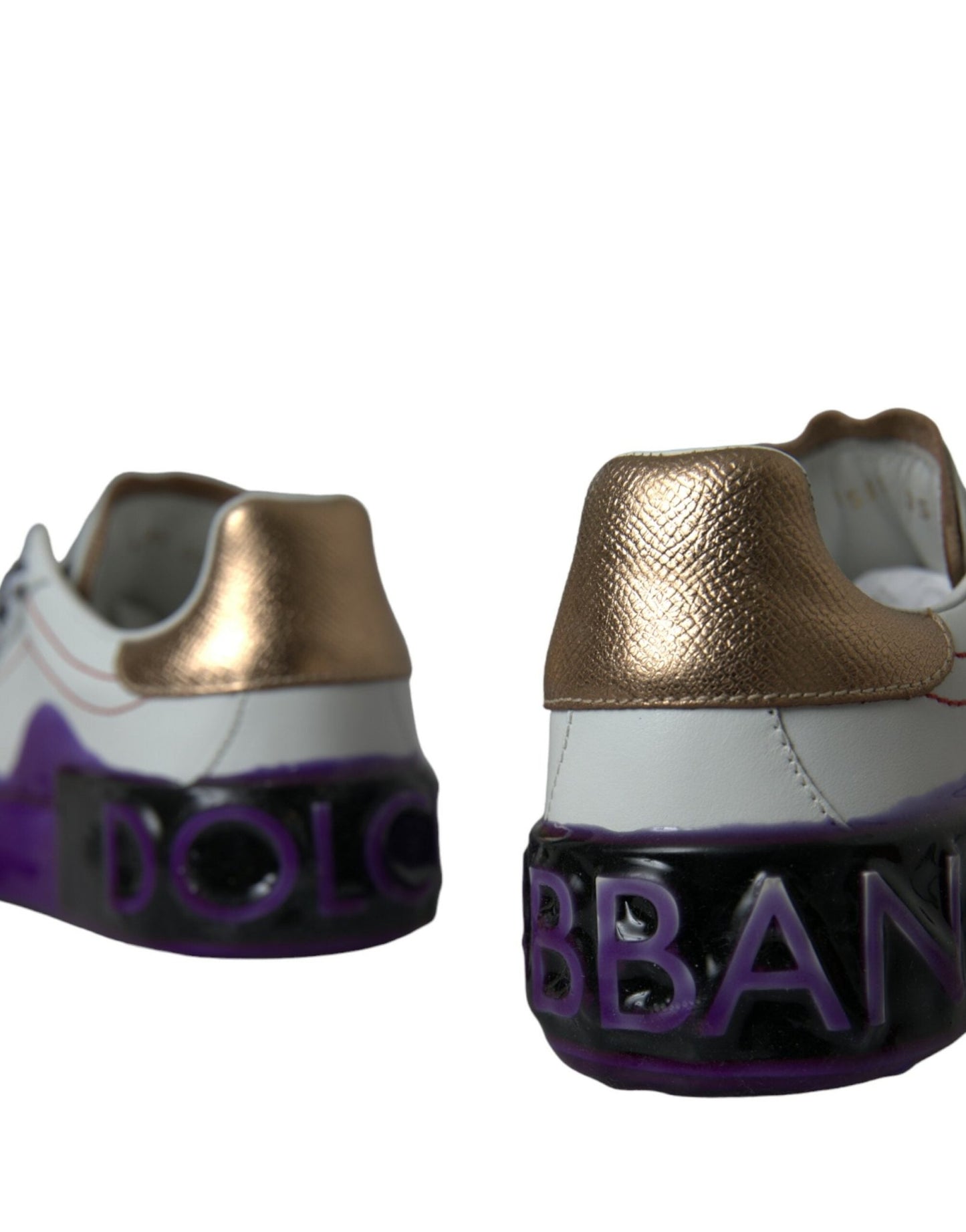 Dolce & Gabbana White Leather Portofino Low Top Sneakers Shoes - SMARTMARTNZ