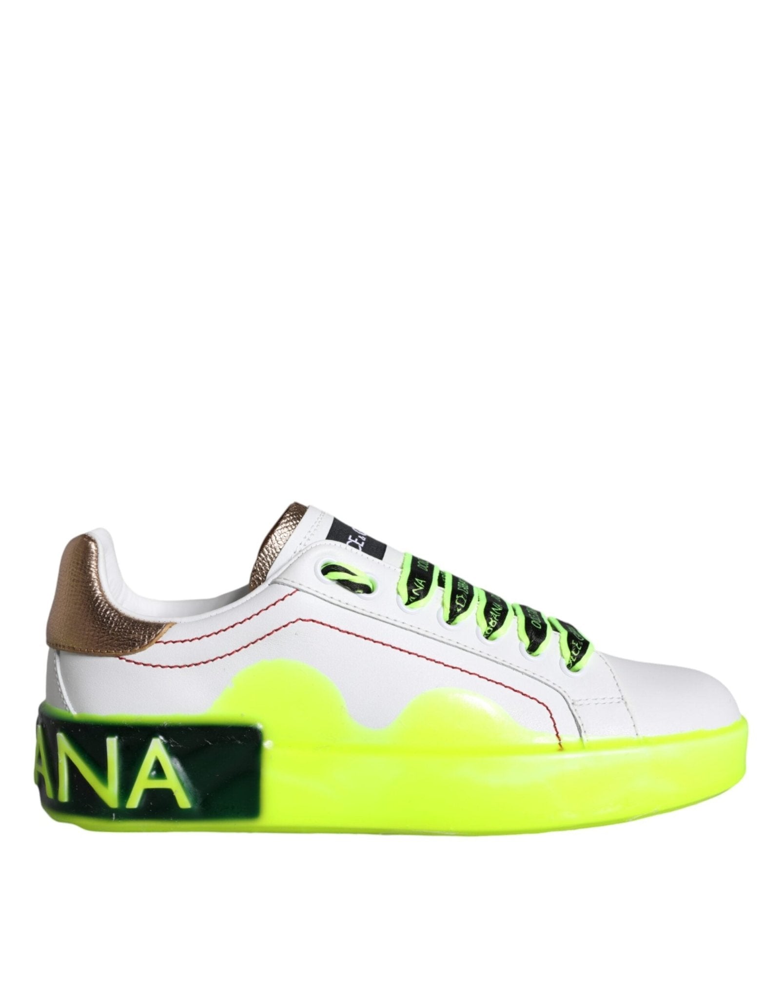 Dolce & Gabbana White Leather Portofino Low Top Sneakers Shoes - SMARTMARTNZ