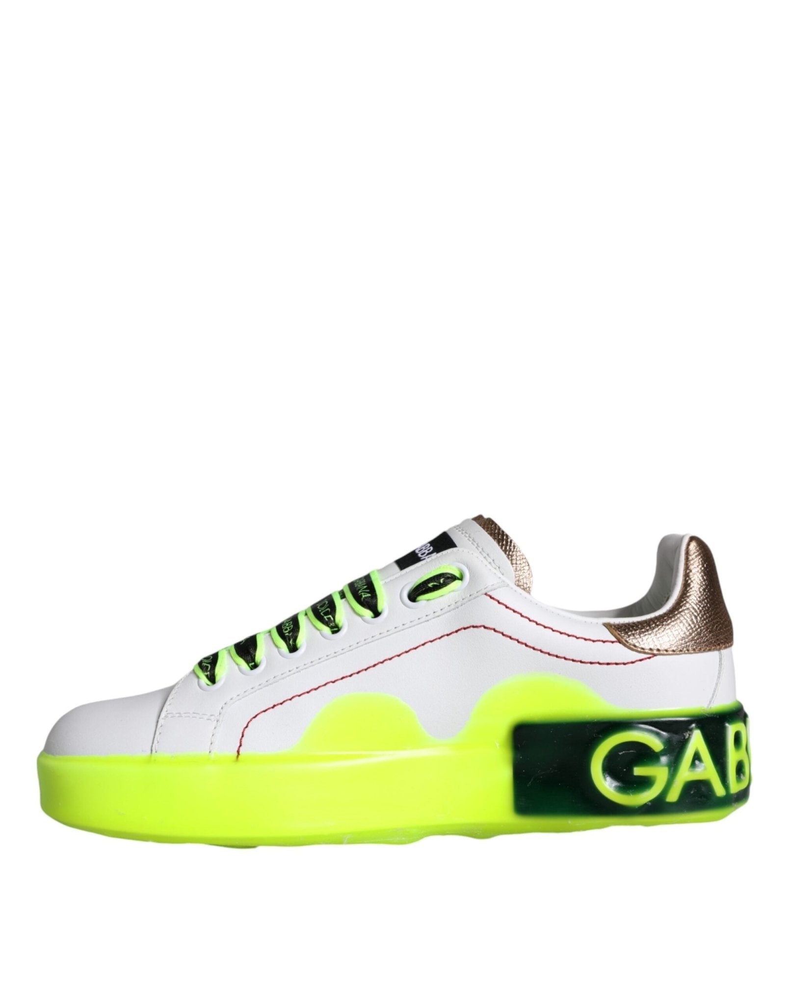 Dolce & Gabbana White Leather Portofino Low Top Sneakers Shoes - SMARTMARTNZ