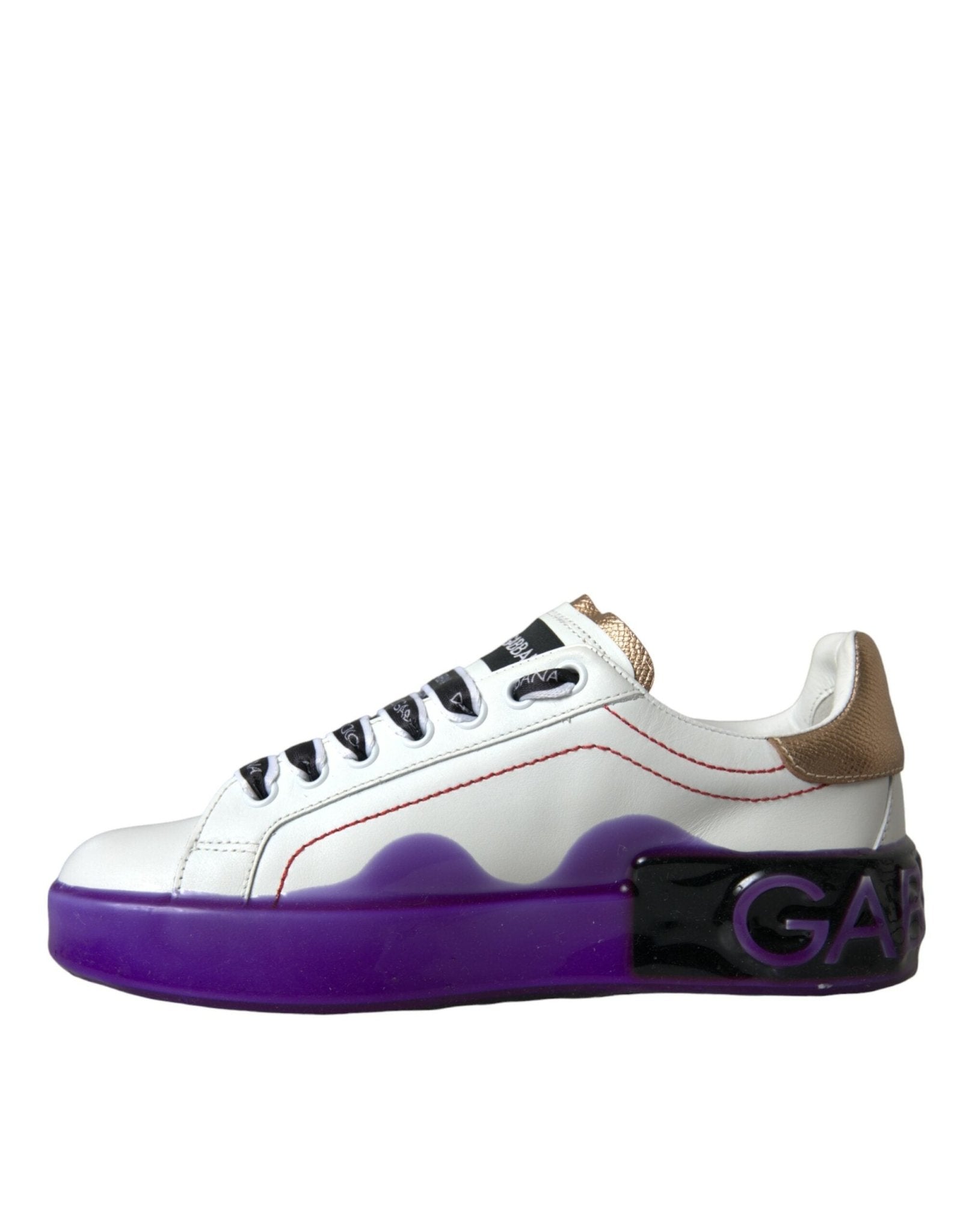 Dolce & Gabbana White Leather Portofino Low Top Sneakers Shoes - SMARTMARTNZ