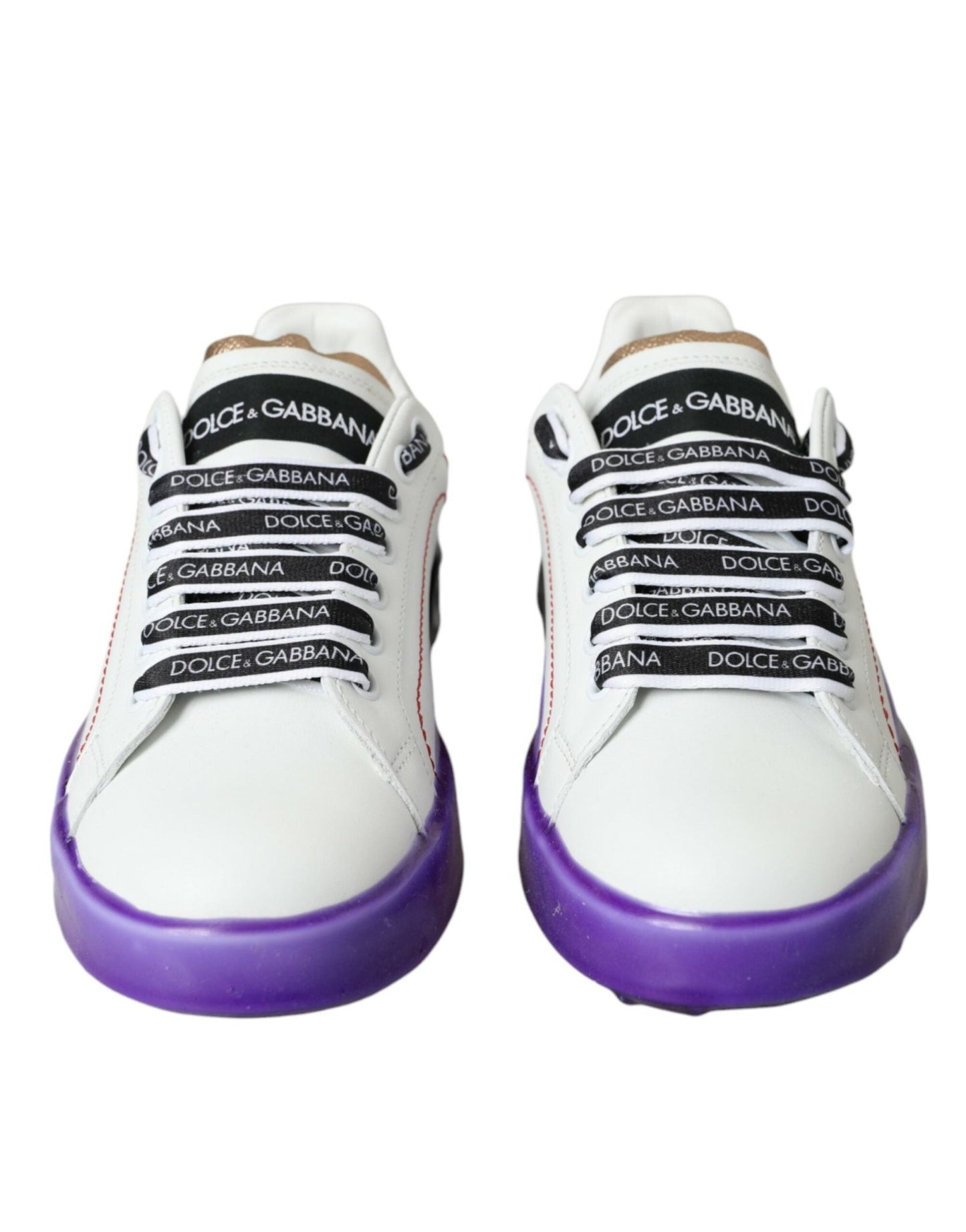 Dolce & Gabbana White Leather Portofino Low Top Sneakers Shoes - SMARTMARTNZ