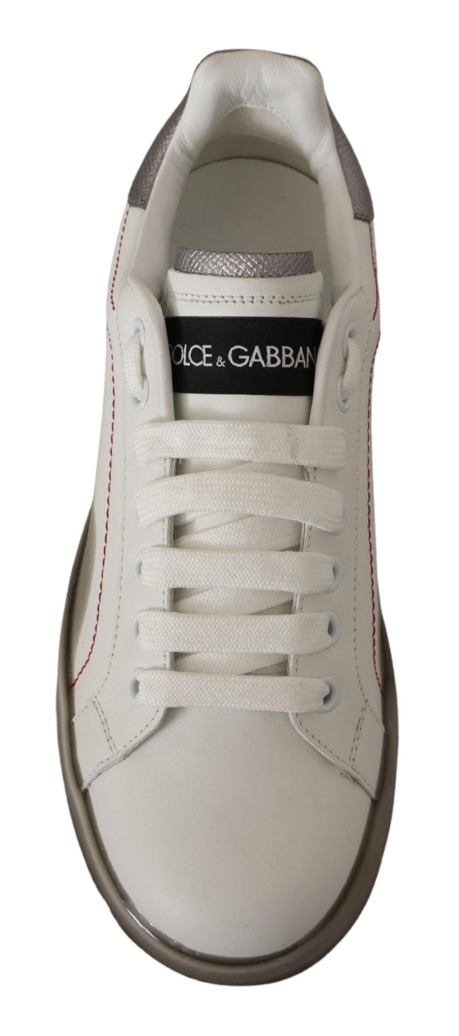 Dolce & Gabbana White Leather Shoes Womens Logo Portofino Sneakers - SMARTMARTNZ