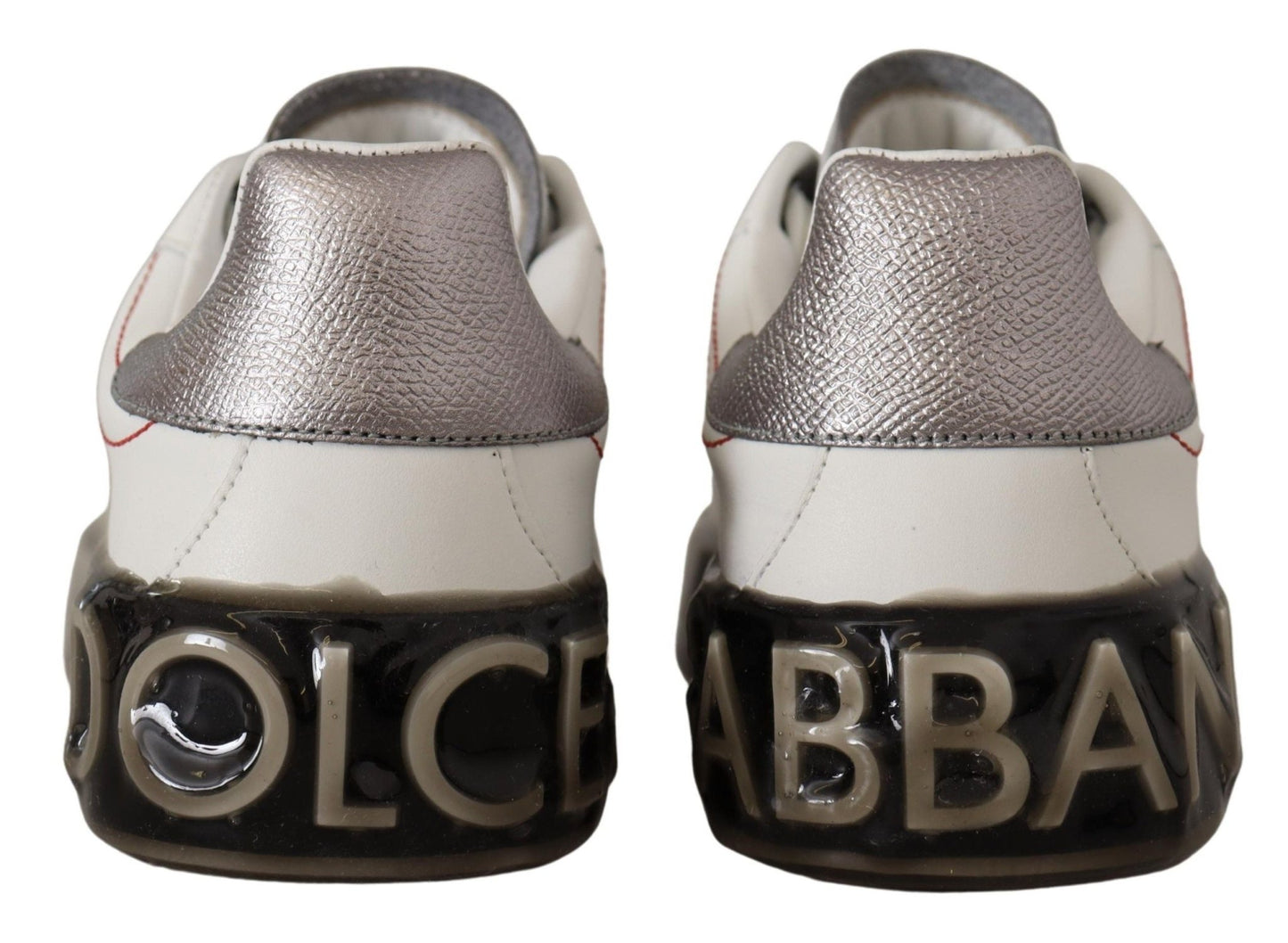 Dolce & Gabbana White Leather Shoes Womens Logo Portofino Sneakers - SMARTMARTNZ
