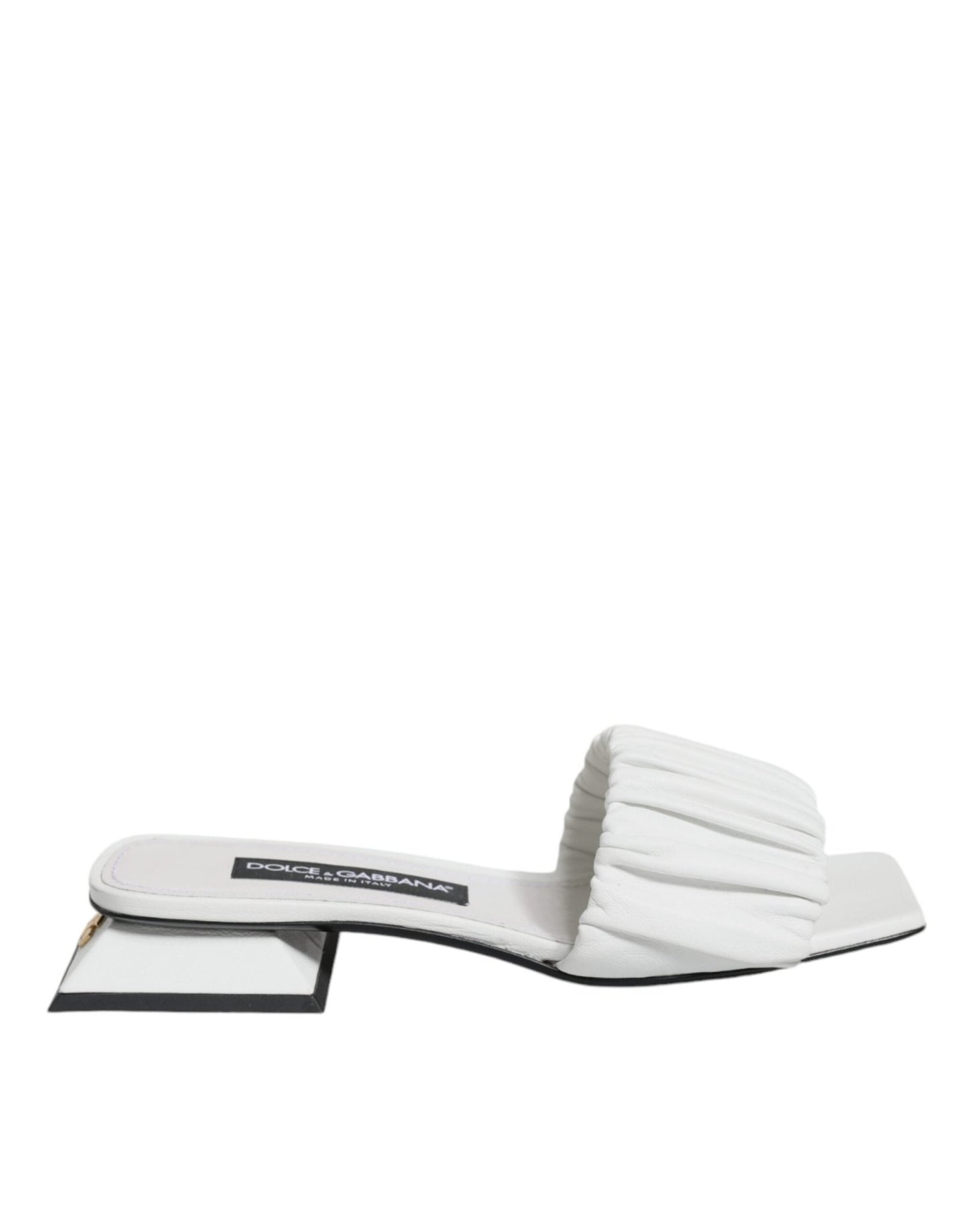 Dolce & Gabbana White Leather Slides Flats Sandals Shoes - SMARTMARTNZ
