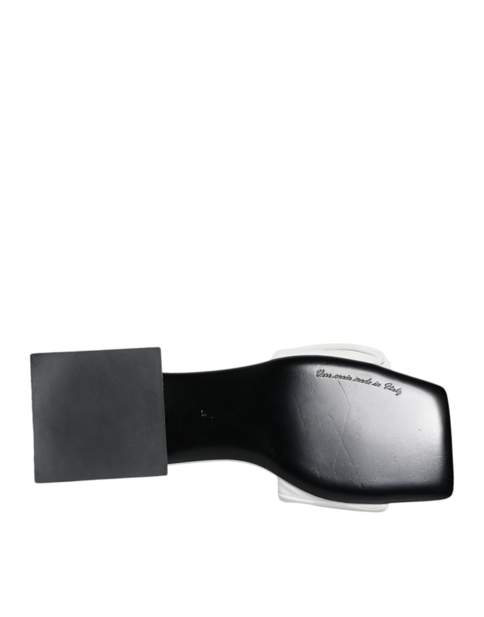 Dolce & Gabbana White Leather Slides Flats Sandals Shoes - SMARTMARTNZ