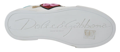 Dolce & Gabbana White Leather Sneaker Portofino Logo Heart Shoes - SMARTMARTNZ