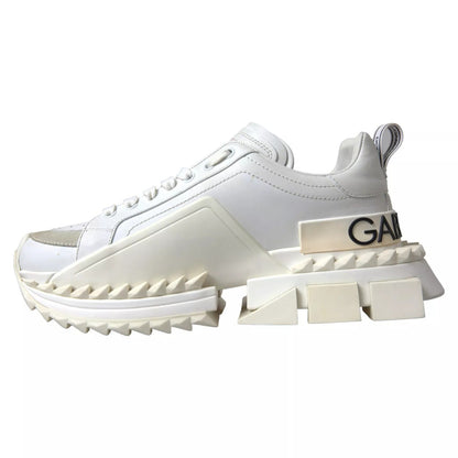 Dolce & Gabbana White Leather Super Queen Women Sneakers - SMARTMARTNZ