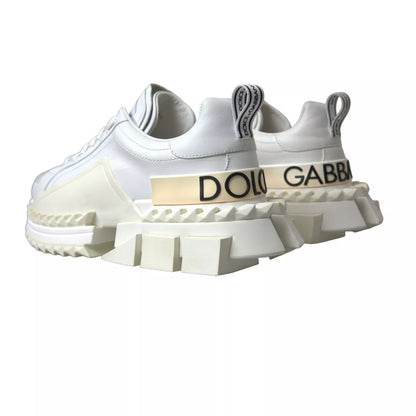 Dolce & Gabbana White Leather Super Queen Women Sneakers - SMARTMARTNZ