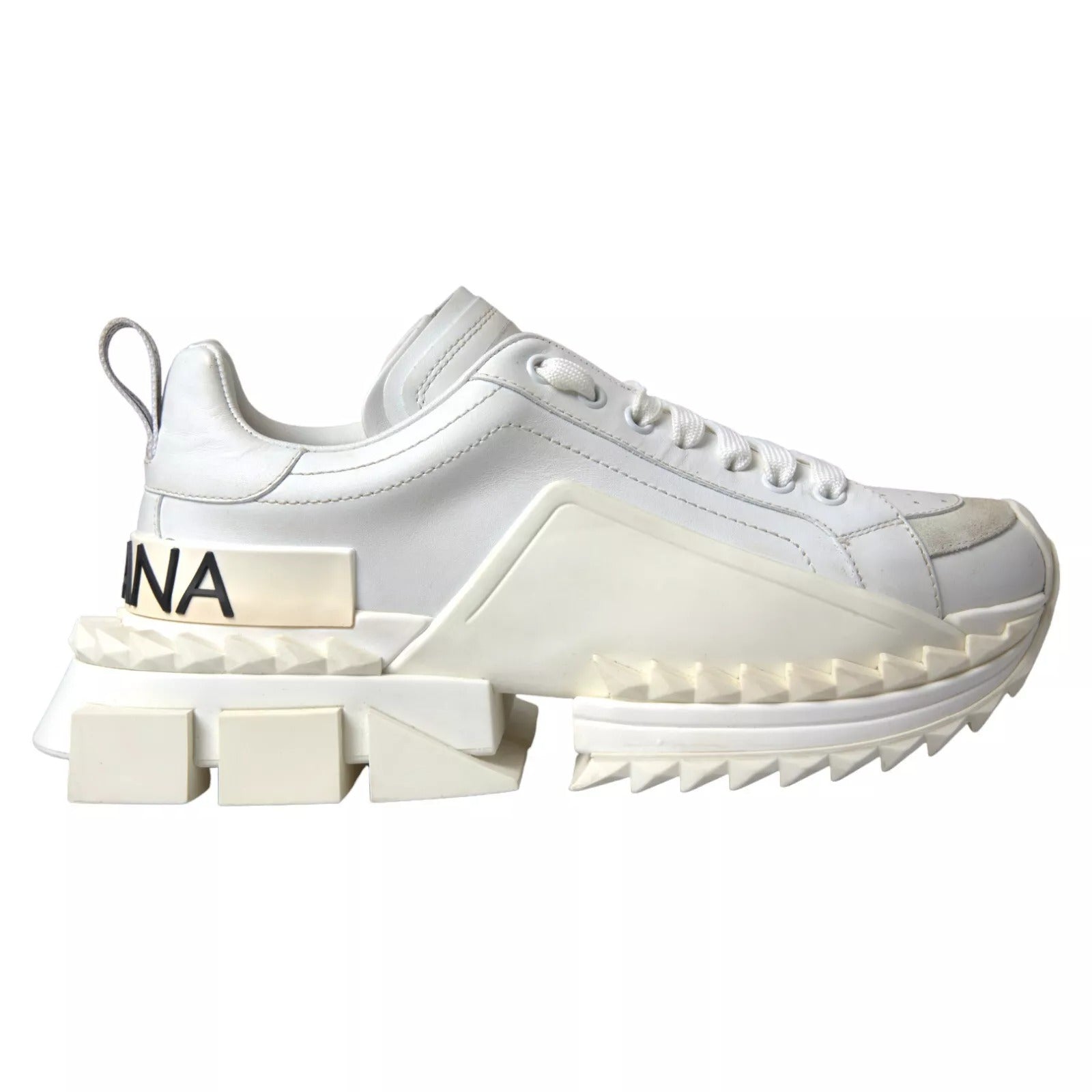 Dolce & Gabbana White Leather Super Queen Women Sneakers - SMARTMARTNZ