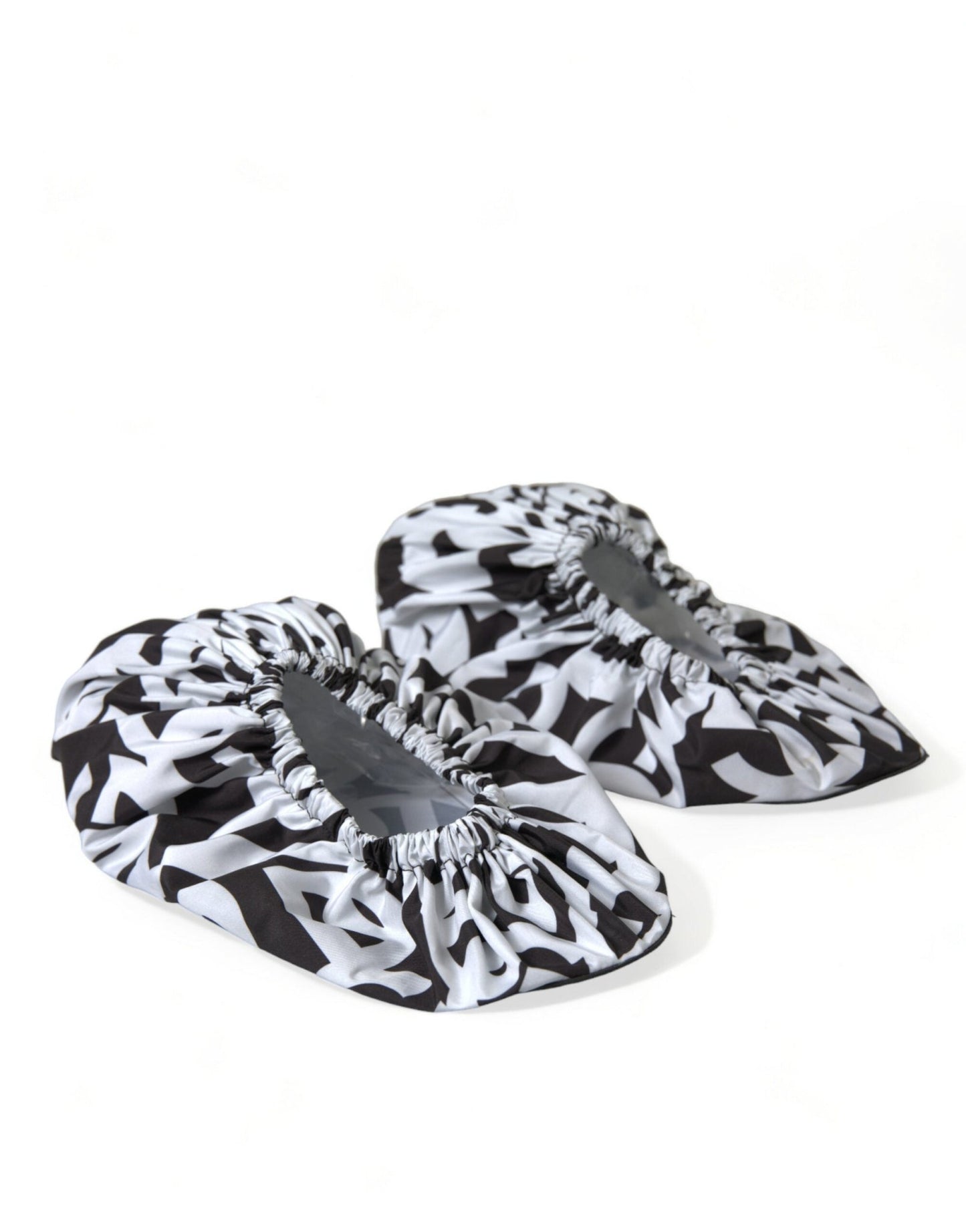Dolce & Gabbana White Logo Print Nylon Slip On Flats Shoes - SMARTMARTNZ