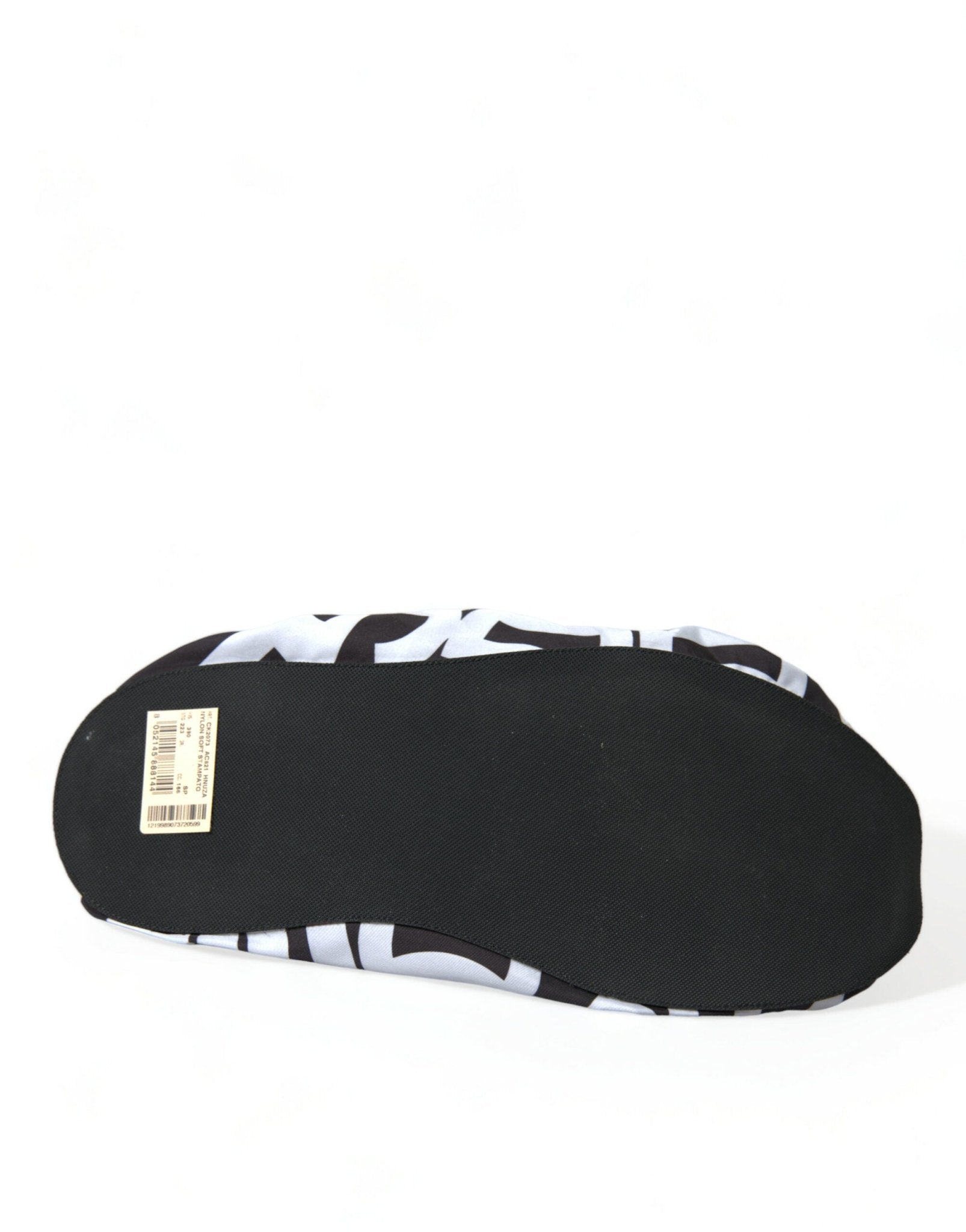 Dolce & Gabbana White Logo Print Nylon Slip On Flats Shoes - SMARTMARTNZ