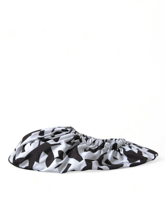 Dolce & Gabbana White Logo Print Nylon Slip On Flats Shoes - SMARTMARTNZ