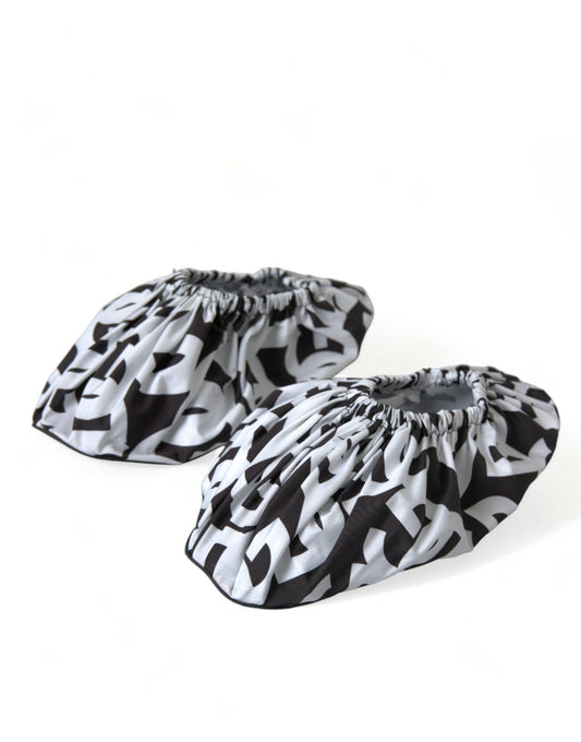 Dolce & Gabbana White Logo Print Nylon Slip On Flats Shoes - SMARTMARTNZ