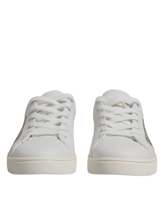 Dolce & Gabbana White London Calf Leather Sneakers Shoes - SMARTMARTNZ