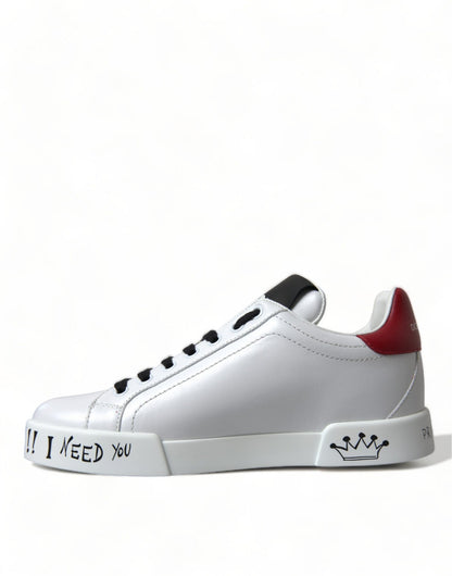 Dolce & Gabbana White Love Patch Portofino Classic Sneakers Shoes - SMARTMARTNZ