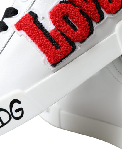 Dolce & Gabbana White Love Patch Portofino Classic Sneakers Shoes - SMARTMARTNZ