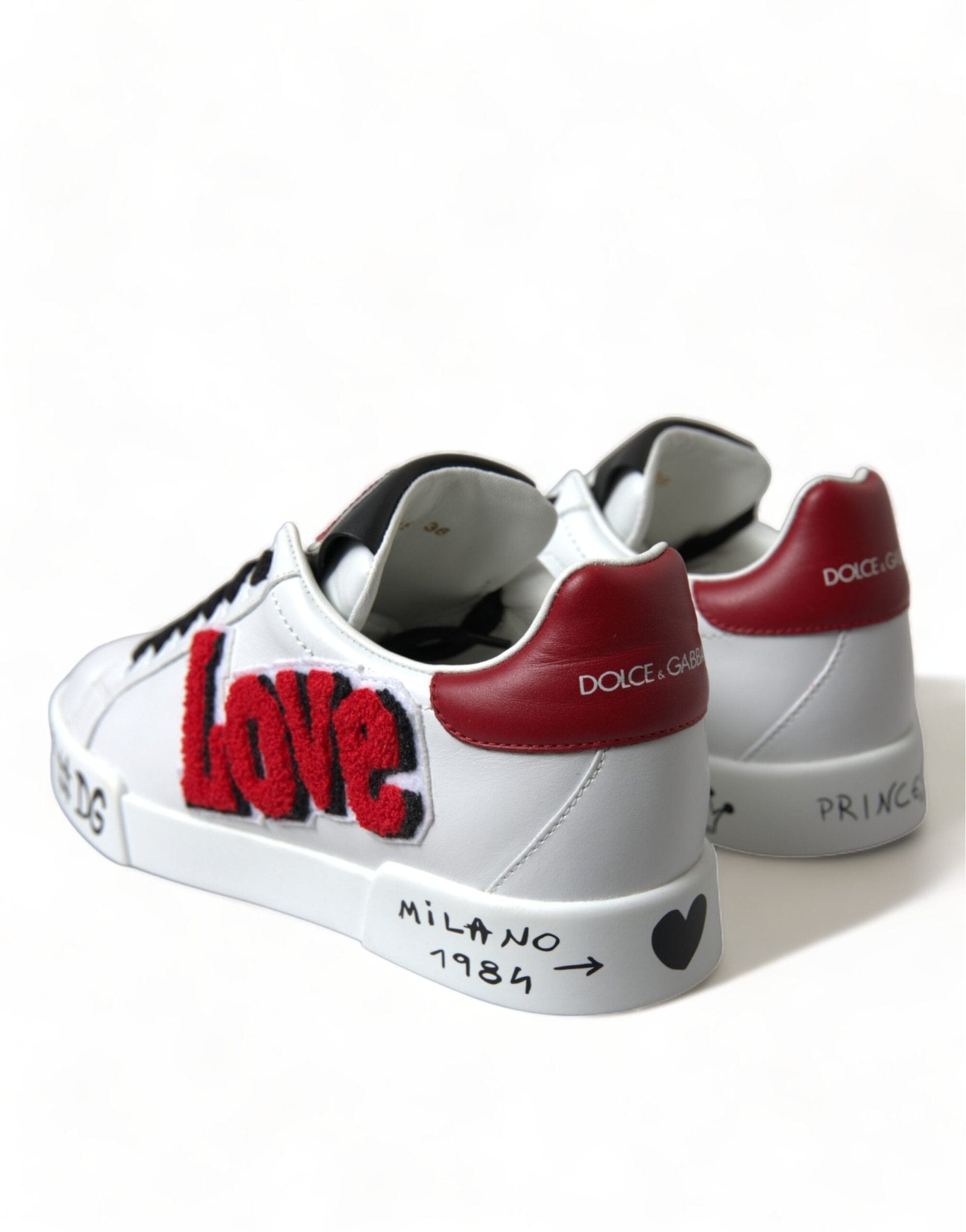 Dolce & Gabbana White Love Patch Portofino Classic Sneakers Shoes - SMARTMARTNZ