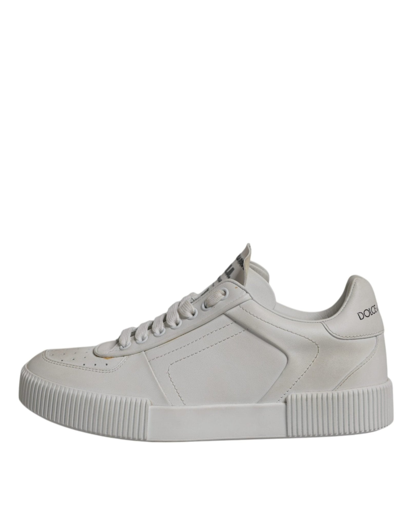 Dolce & Gabbana White Miami Leather Low Top Sneakers Shoes - SMARTMARTNZ