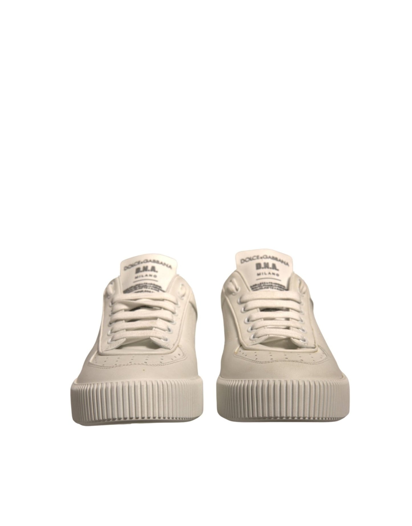 Dolce & Gabbana White Miami Leather Low Top Sneakers Shoes - SMARTMARTNZ