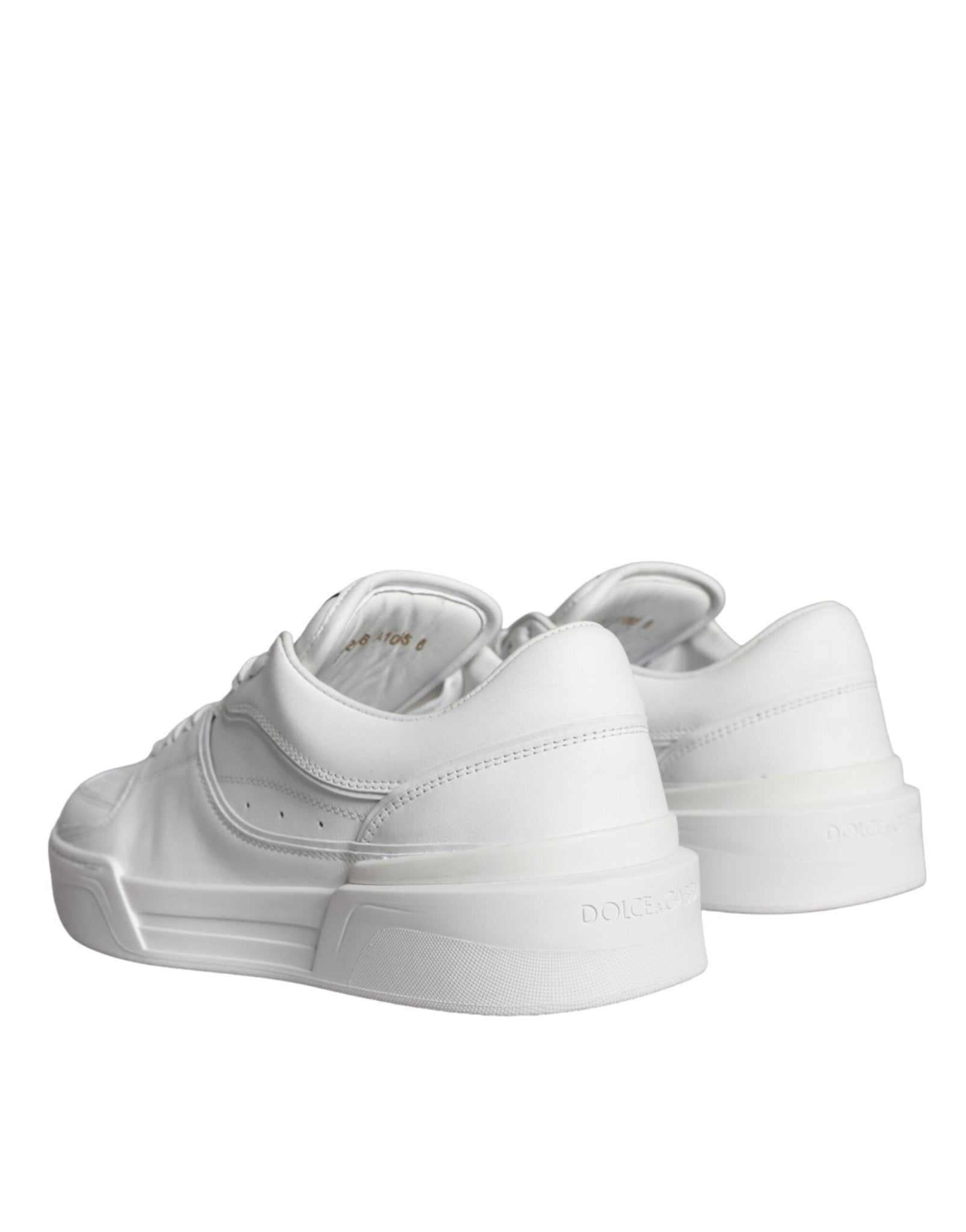 Dolce & Gabbana White Miami Leather Low Top Sneakers Shoes - SMARTMARTNZ