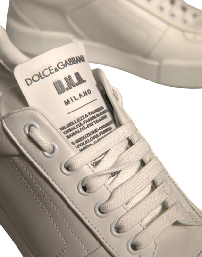 Dolce & Gabbana White Miami Leather Low Top Sneakers Shoes - SMARTMARTNZ