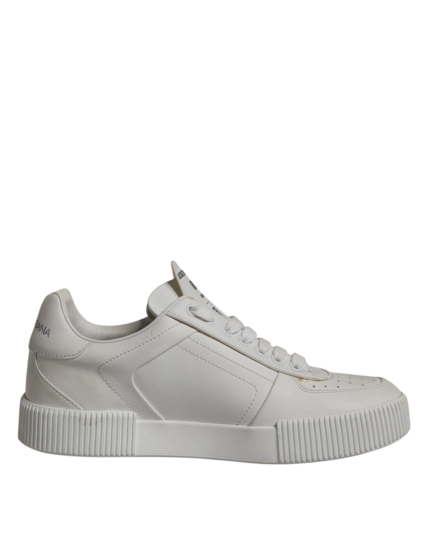 Dolce & Gabbana White Miami Leather Low Top Sneakers Shoes - SMARTMARTNZ