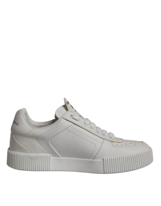 Dolce & Gabbana White Miami Leather Low Top Sneakers Shoes - SMARTMARTNZ