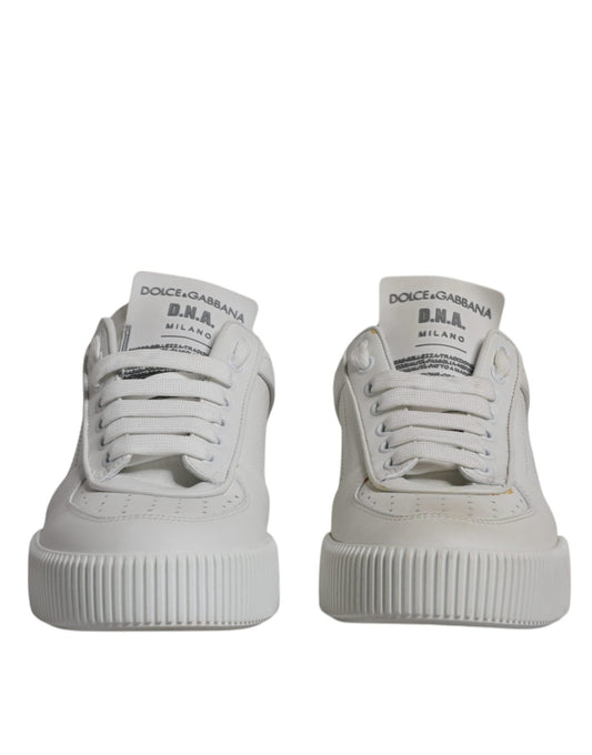 Dolce & Gabbana White Miami Leather Low Top Sneakers Shoes - SMARTMARTNZ