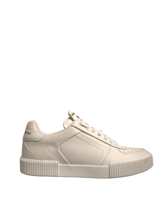 Dolce & Gabbana White Miami Leather Low Top Sneakers Shoes - SMARTMARTNZ