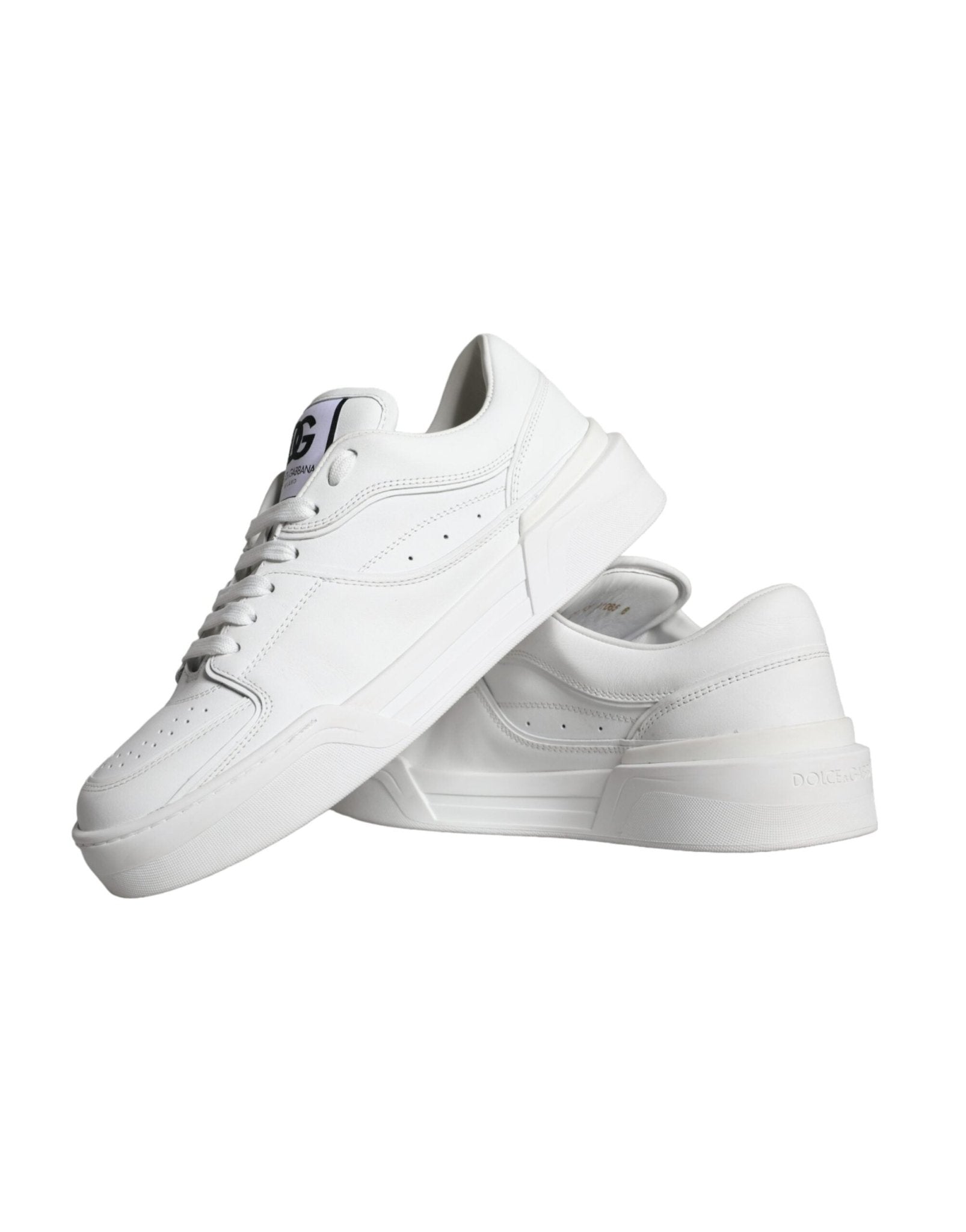 Dolce & Gabbana White Miami Leather Low Top Sneakers Shoes - SMARTMARTNZ