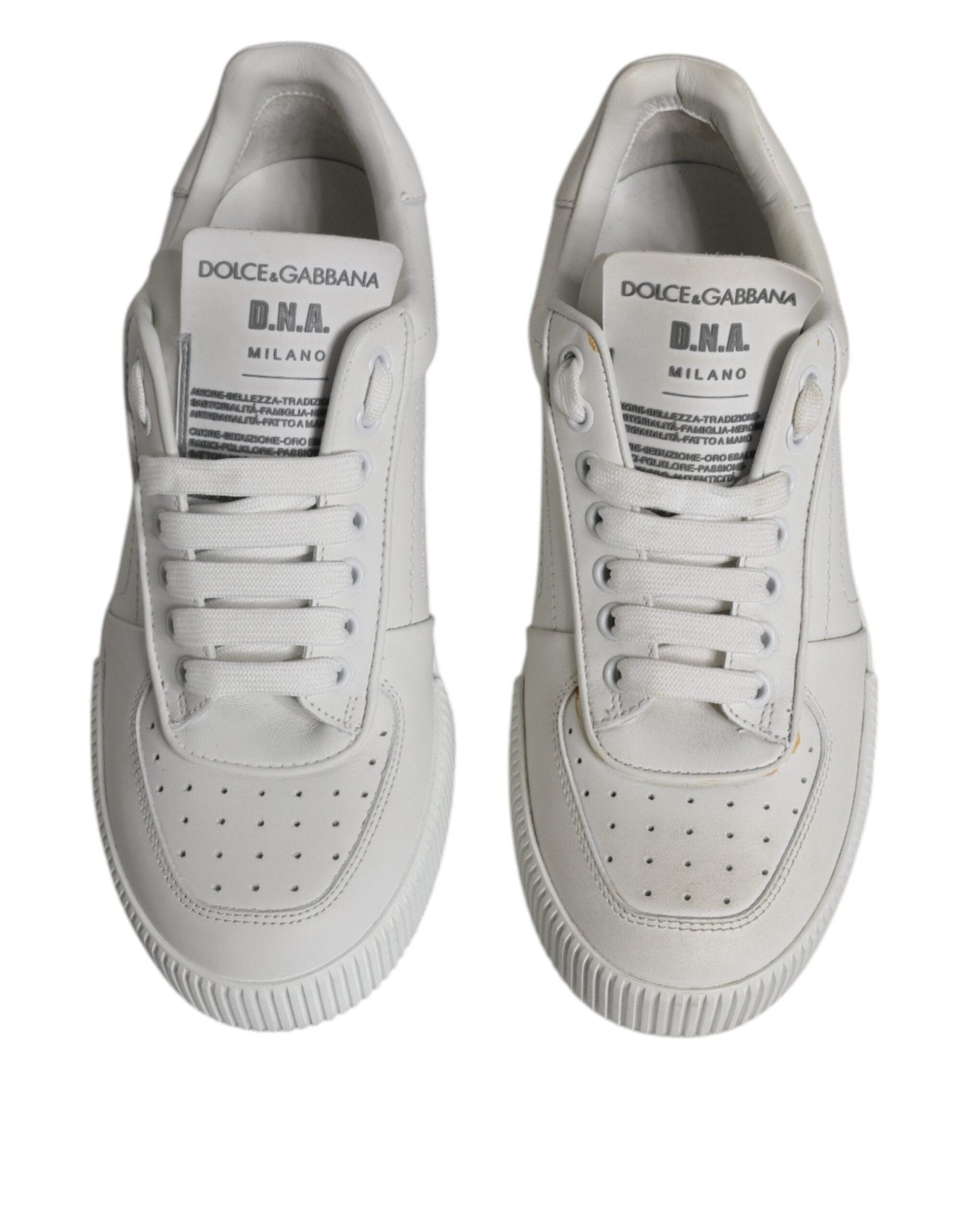 Dolce & Gabbana White Miami Leather Low Top Sneakers Shoes - SMARTMARTNZ