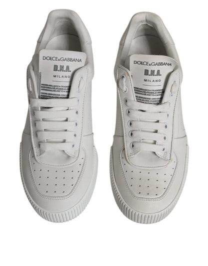 Dolce & Gabbana White Miami Leather Low Top Sneakers Shoes - SMARTMARTNZ