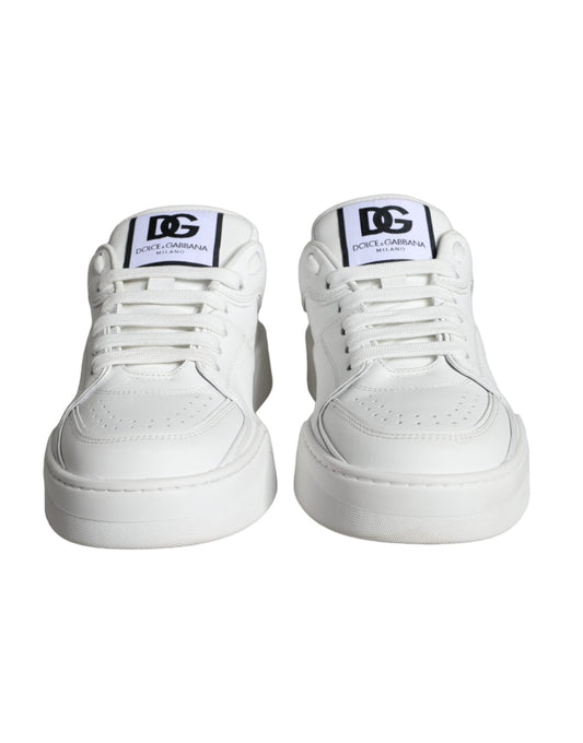 Dolce & Gabbana White Miami Leather Low Top Sneakers Shoes - SMARTMARTNZ