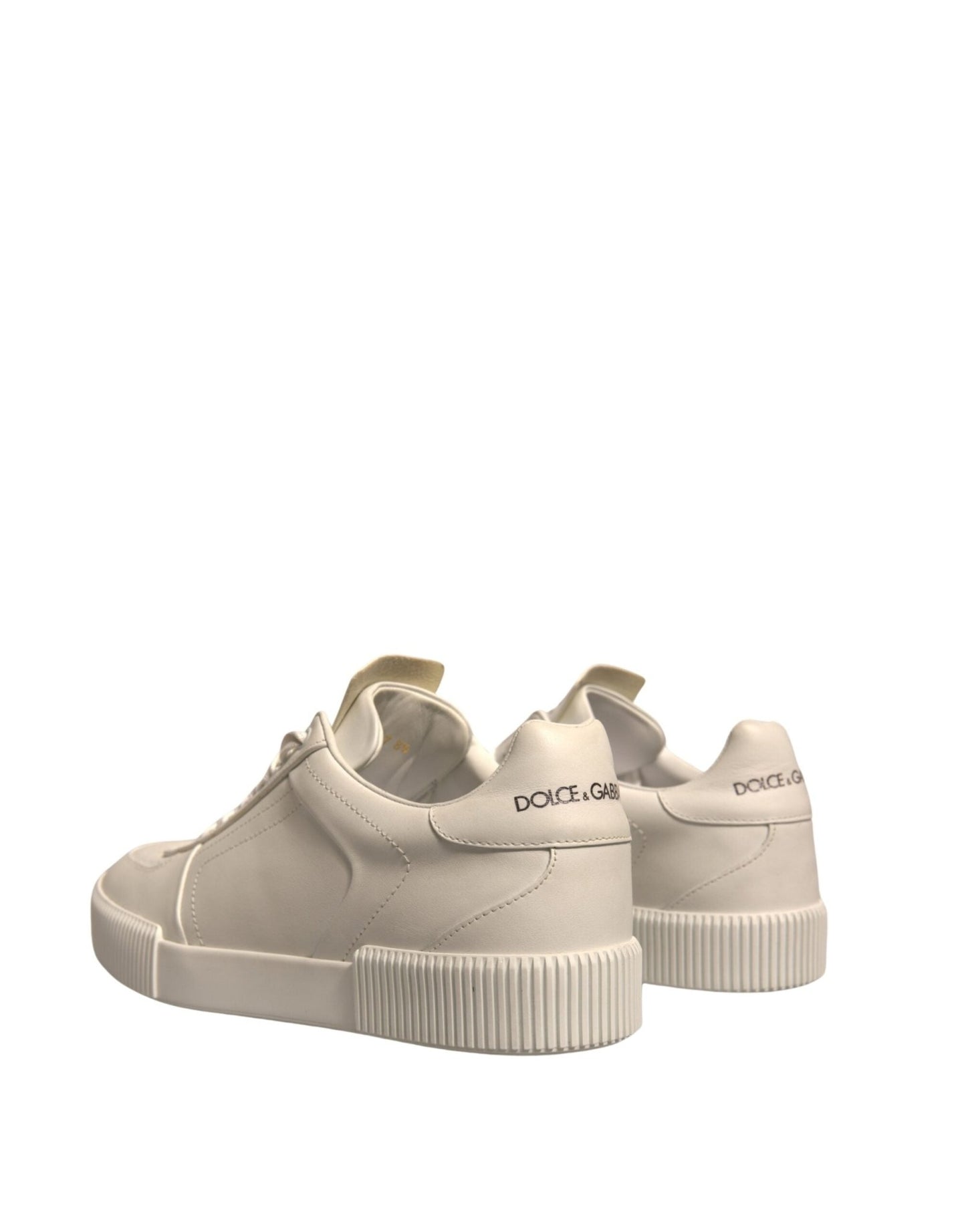 Dolce & Gabbana White Miami Leather Low Top Sneakers Shoes - SMARTMARTNZ