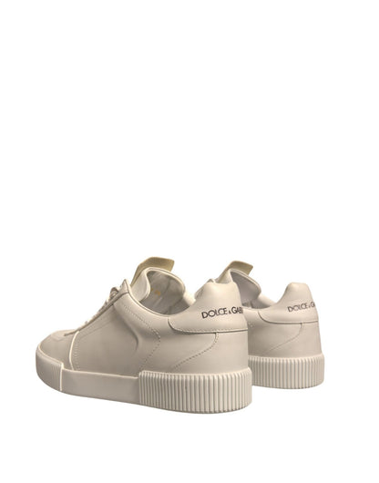 Dolce & Gabbana White Miami Leather Low Top Sneakers Shoes - SMARTMARTNZ
