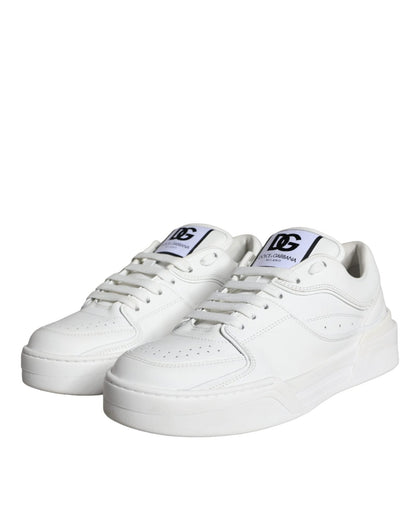 Dolce & Gabbana White Miami Leather Low Top Sneakers Shoes - SMARTMARTNZ