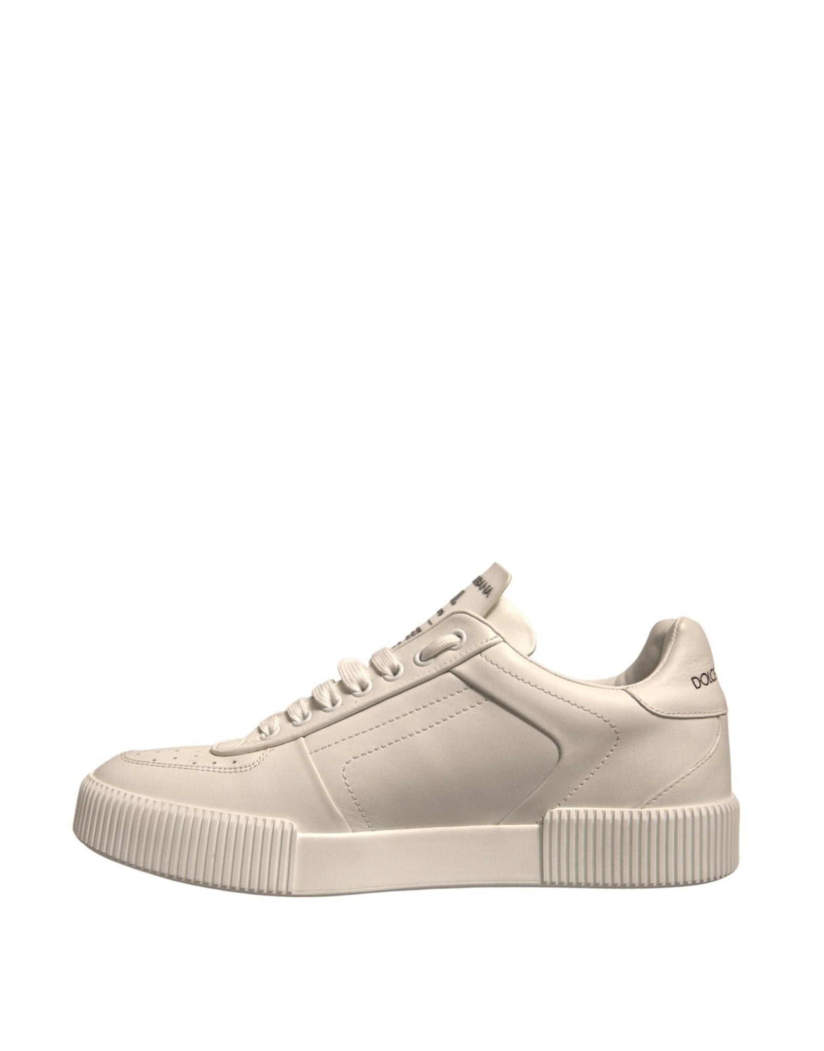 Dolce & Gabbana White Miami Leather Low Top Sneakers Shoes - SMARTMARTNZ