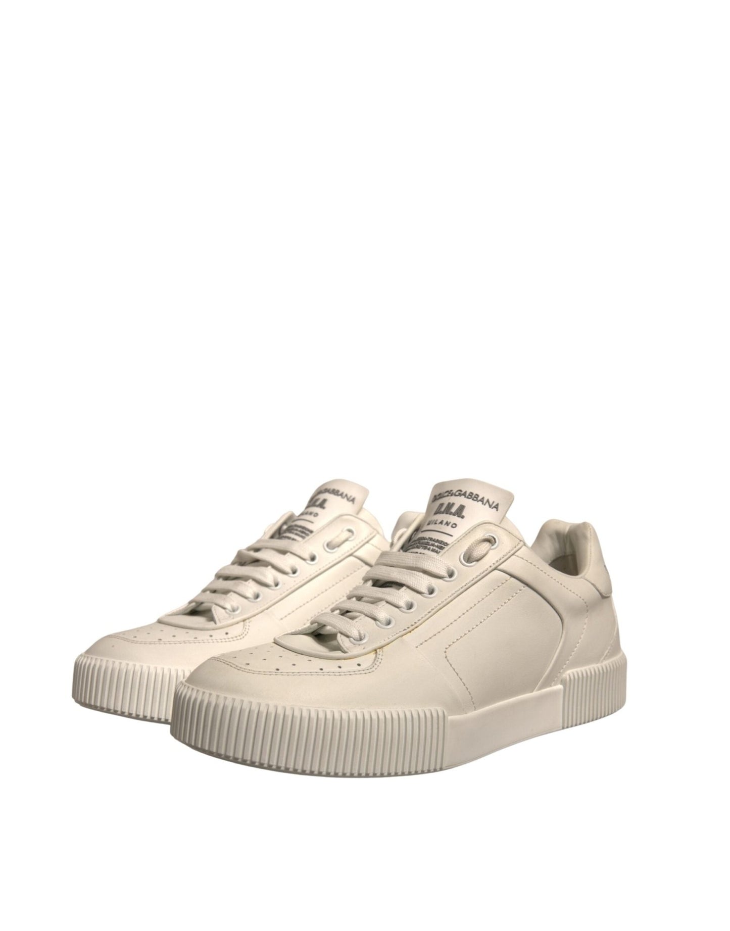 Dolce & Gabbana White Miami Leather Low Top Sneakers Shoes - SMARTMARTNZ