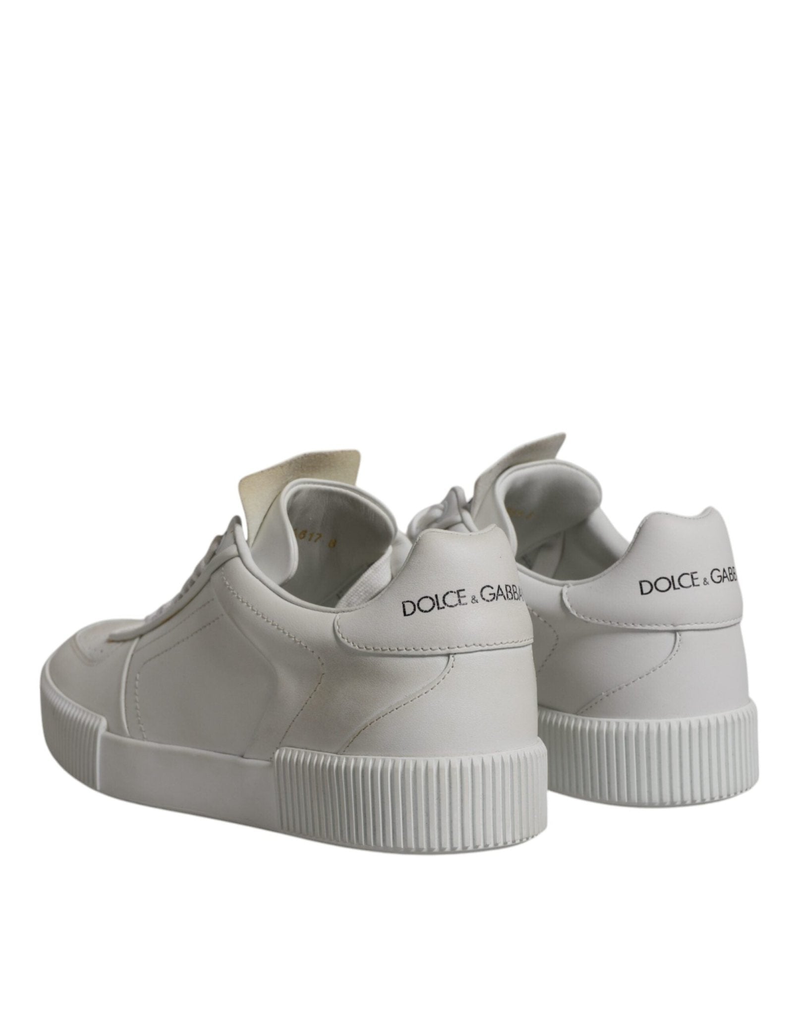 Dolce & Gabbana White Miami Leather Low Top Sneakers Shoes - SMARTMARTNZ