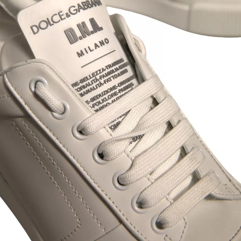 Dolce & Gabbana White Miami Leather Low Top Sneakers Shoes - SMARTMARTNZ