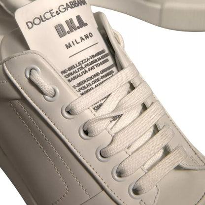 Dolce & Gabbana White Miami Leather Low Top Sneakers Shoes - SMARTMARTNZ