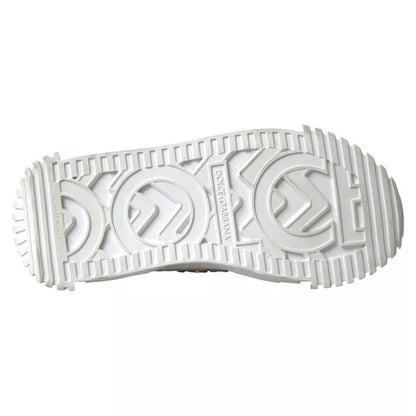 Dolce & Gabbana White NS1 Canvas Leather Embellished Sneakers Shoes - SMARTMARTNZ