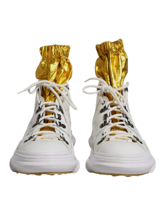 Dolce & Gabbana White Nylon Galileo High Top Sneakers Shoes - SMARTMARTNZ