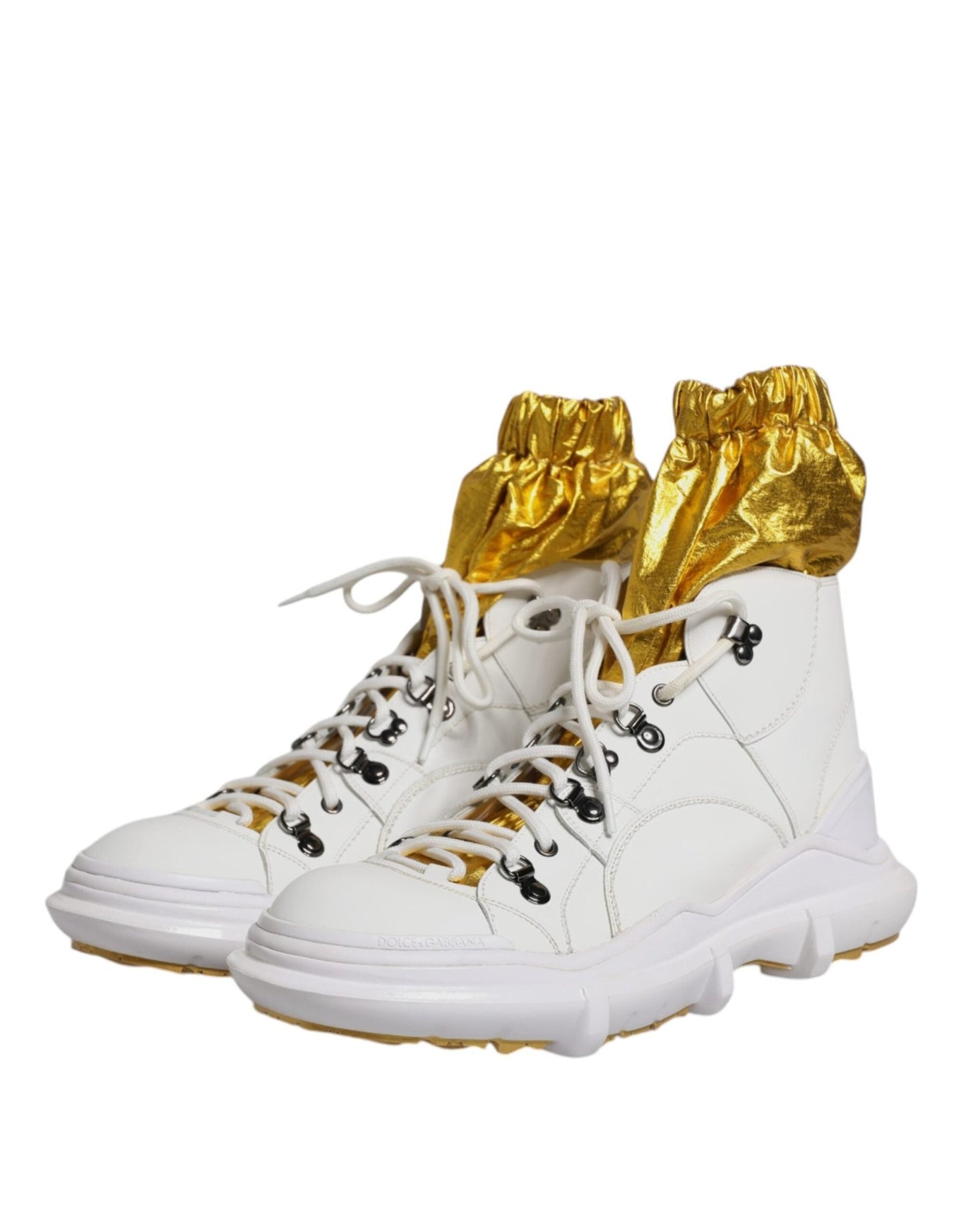 Dolce & Gabbana White Nylon Galileo High Top Sneakers Shoes - SMARTMARTNZ